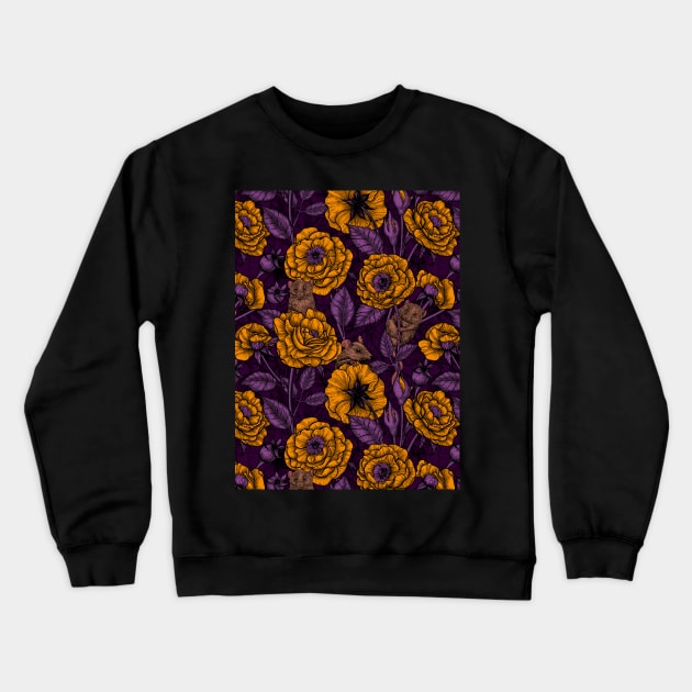 The mice party in orange and violet Crewneck Sweatshirt by katerinamk